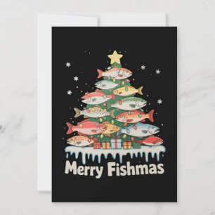 Convites Feliz Fishmas Peixe Árvore de Natal Luzes Pescador