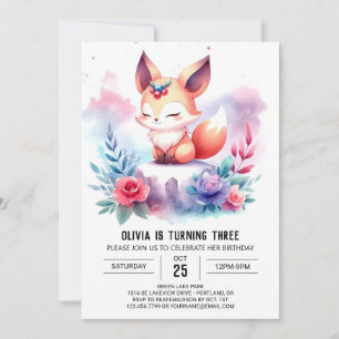 Convites Feliz Fox Birthday digital