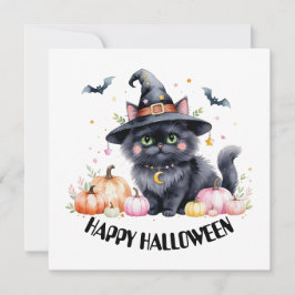 Convites Feliz Gato Negro Bonito de Halloween