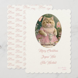 Convites Feliz gato rosa de Natal