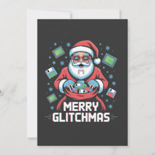 Convites Feliz Glitchmas Programador de Código Papai Noel N
