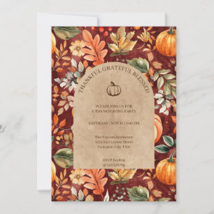 Convites Feliz Grateful Bendito Festa de Ação de Graças