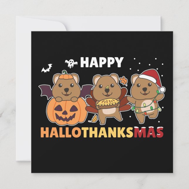Convites Feliz Hallothanksmas Quokkas Natal Quokka Invi (Frente)
