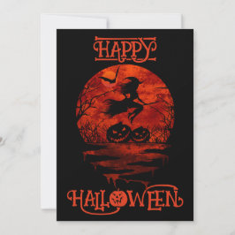 CONVITES FELIZ HALLOWEEN BRUXA ASSUSTADORA NO CAVADE PAU