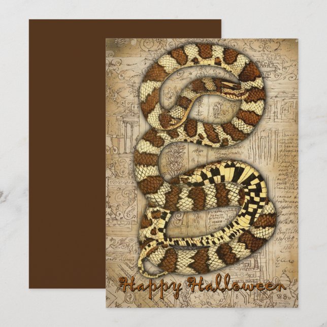 Convites Feliz Halloween Carta da Serpente Macabra (Frente/Verso)