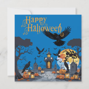 Convites Feliz Halloween Cemitério Assombrado Com Túmulo As