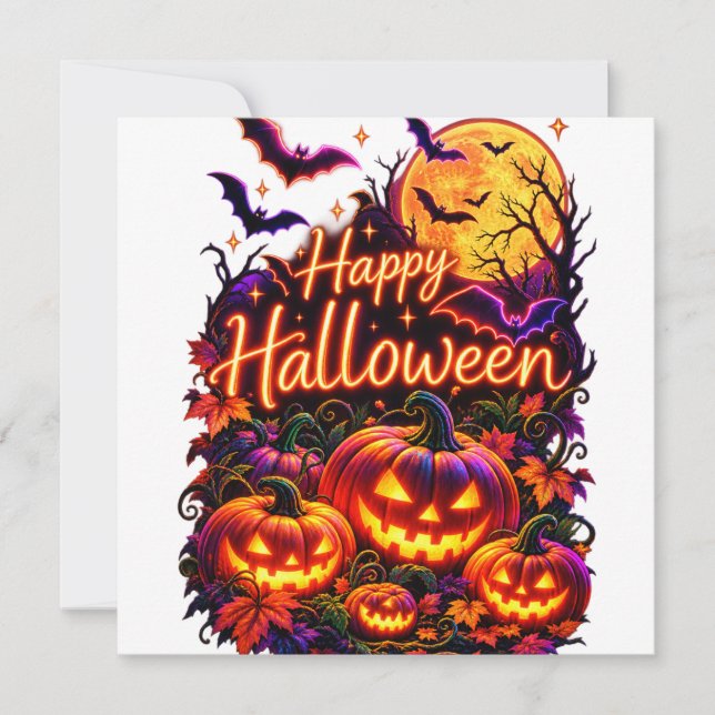 Convites Feliz Halloween design escuro  (Frente)