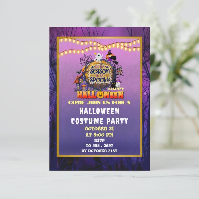 Convites Feliz Halloween É a Celebração da Temporada Assust (Em pé/Frente)