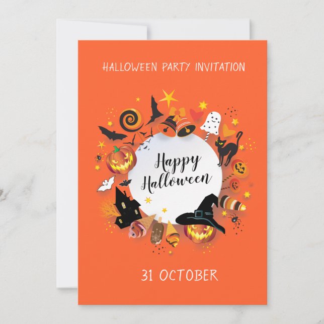 Convites Feliz Halloween Holiday Party Trendy design (Frente)