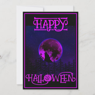Convites Feliz Halloween Howe Cachorro Roxo Lua