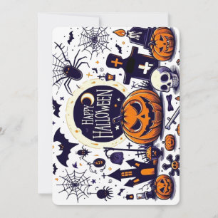 Convites Feliz Halloween Mistura Assustadora com Abóboras e