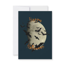 Feliz Halloween Morcegos e Lua Assombrada