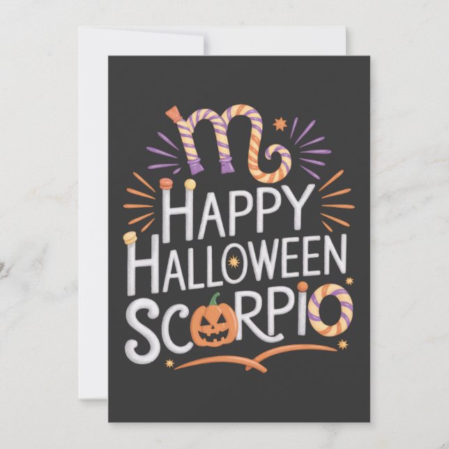 Convites Feliz Halloween, Scorpio Halloween Cote Escorpião (Frente)