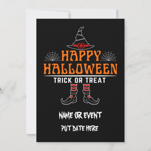 Convites feliz halloween truque ou tratamento editável (Frente)
