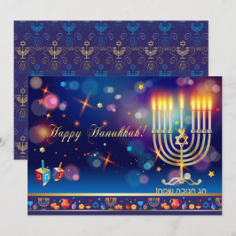 Convites Feliz Hanukkah Festival das Luzes Dourado