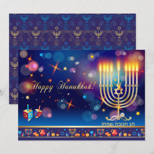 Convites Feliz Hanukkah Festival das Luzes Ouro