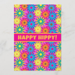 Convites Feliz Hippy Birthday dos anos 60 Retro 60º BDay Pa