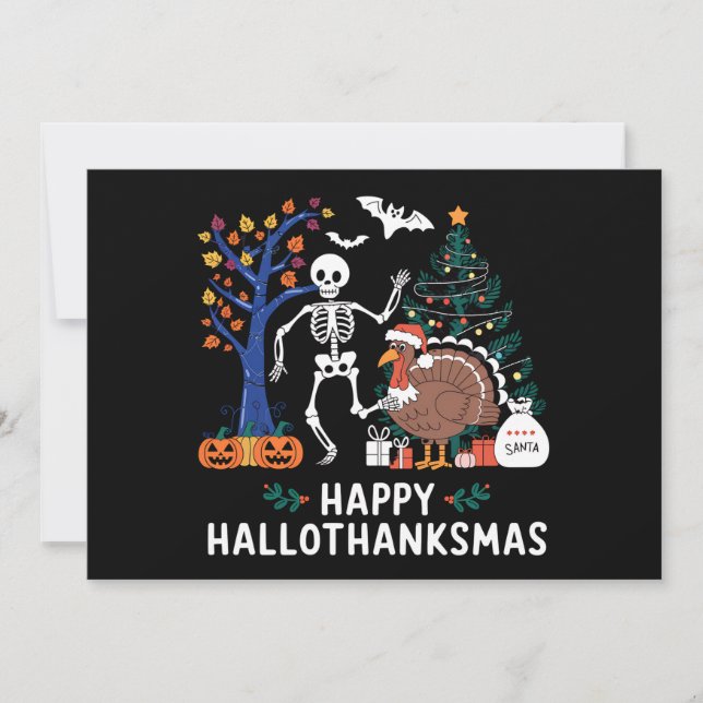 Convites Feliz Holiday Season Hift Fall da Hallothanksmas F (Frente)