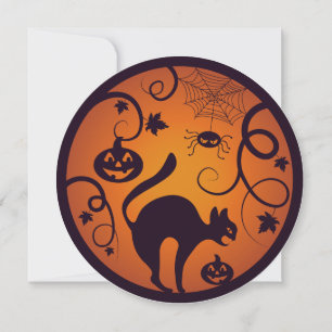 Convites Feliz lanterna do Halloween aranhas e morcegos neg