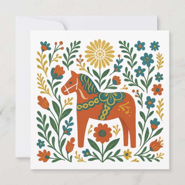 Convites Feliz Midsommar Arte Popular Sueca (Frente)