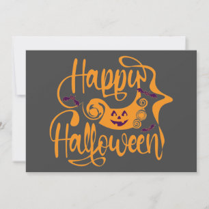 Convites Feliz morcego de Halloween jack ou lanterna