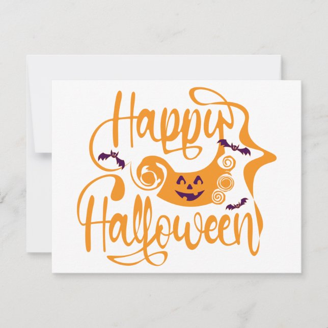 Convites Feliz morcego de Halloween jack ou lanterna (Frente)