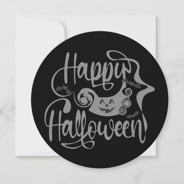 Convites Feliz morcego de Halloween jack ou lanterna (Frente)