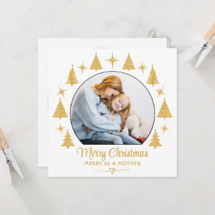 Convites Feliz Natal Alegre Como Uma Mãe Foto em Ouro Branc