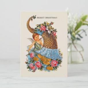 Convites Feliz Natal Angel Coins Cornucopia Rosas
