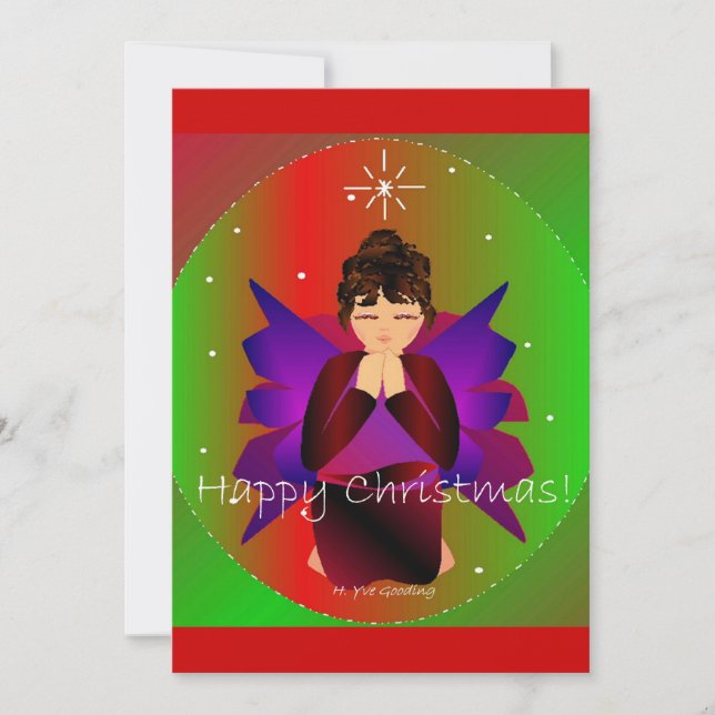 Convites Feliz Natal Angel Girl Praia (Frente)