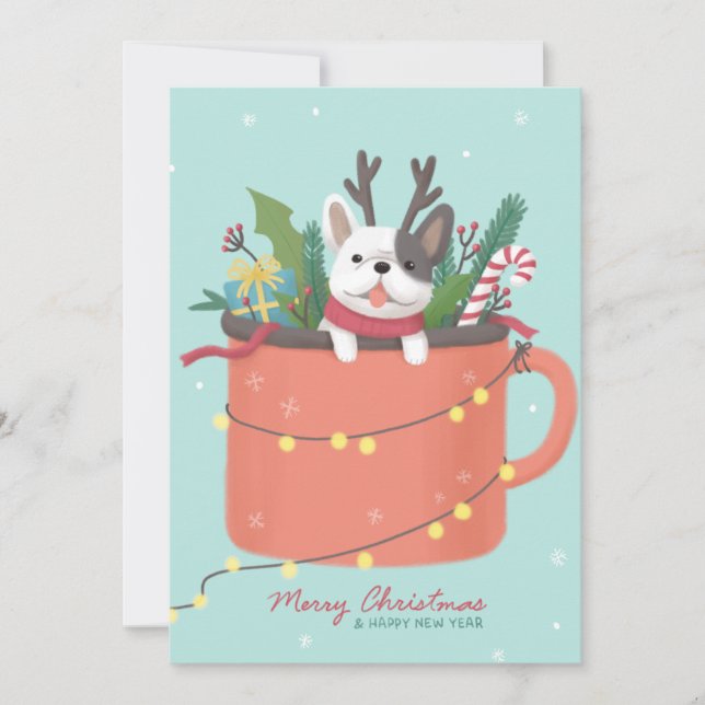 Convites Feliz Natal: Arte Ilustradora de Cão (Frente)