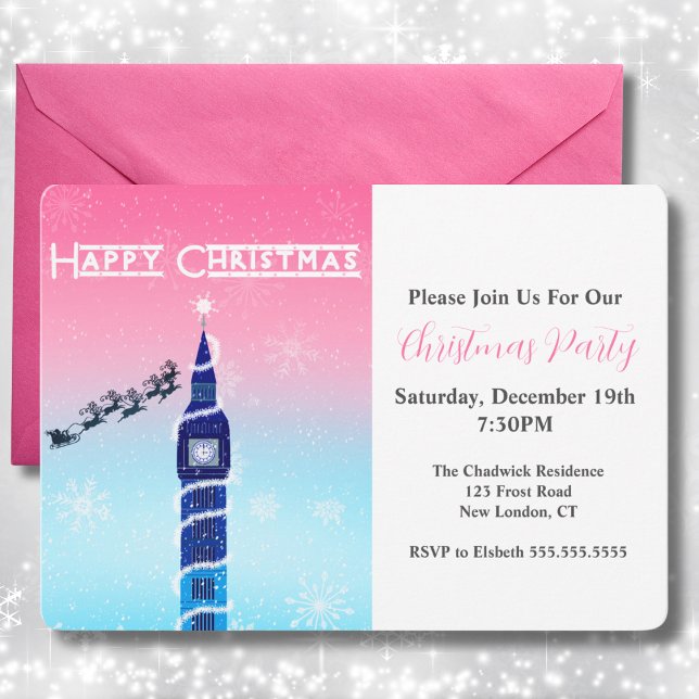 Convites Feliz Natal Big Ben Com Papais noeis (Criador carregado)