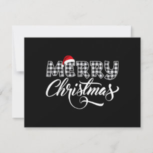 Convites Feliz Natal Búfalo Preto e Branco Xadrez para
