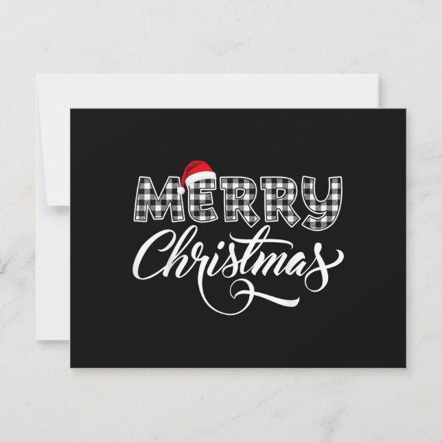 Convites Feliz Natal Búfalo Preto e Branco Xadrez para  (Frente)