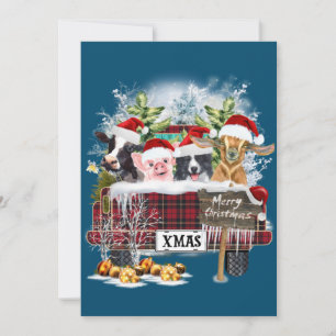 Convites Feliz Natal Búfalo Xadrez Vacas Porco Collie Cão