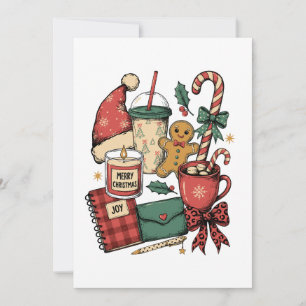 Convites Feliz Natal Cacau Quente Biscoito de Gengibre Vela