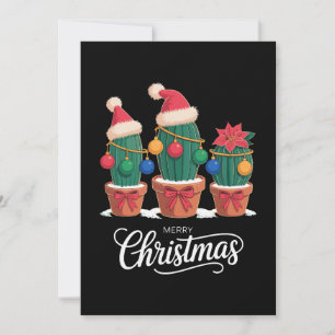 Convites Feliz Natal Cacto Chapéu do Papai Noel Poinsettia