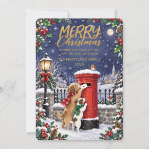 Convites 🎄📮 Feliz Natal Caixa de Correio do Cachorro Cart