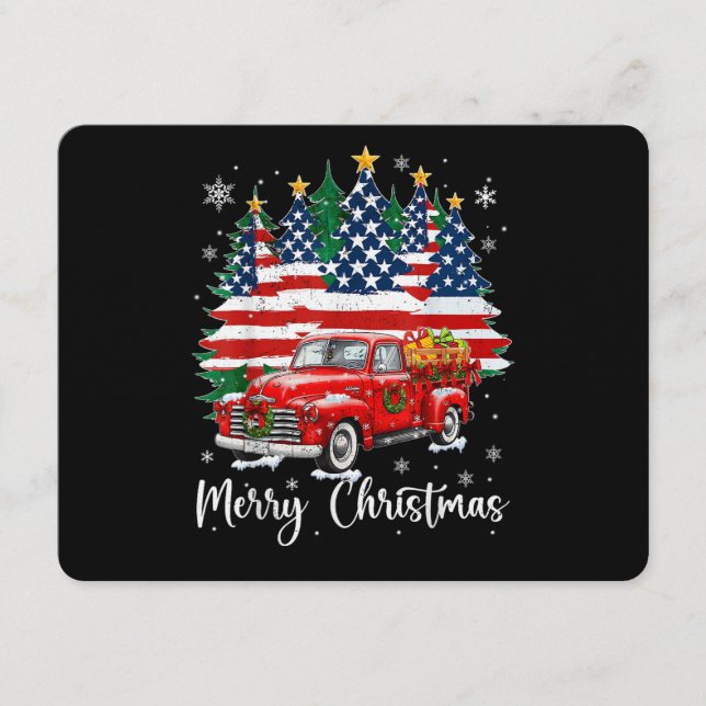 Convites Feliz Natal Caminhão Vermelho Antigo Bandeira dos  (Frente)