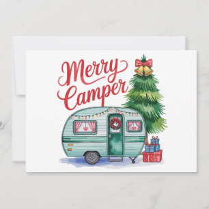 Convites Feliz Natal Camping Trailer Árvore Camping Natal