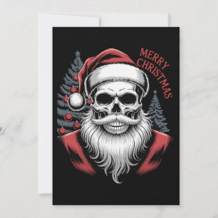 Convites Feliz Natal Caveira Chapéu do Papai Noel Barba Gót