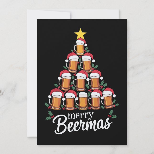 Convites Feliz Natal Cervejeiro Caneca Árvore de Natal Chap (Frente)