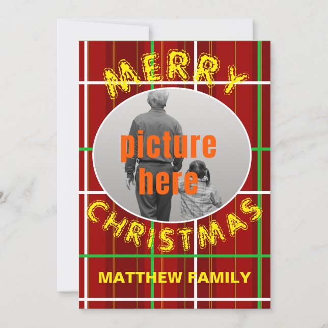 Convites Feliz Natal Cheque Xadrez Festa de Natal da Famíli (Frente)