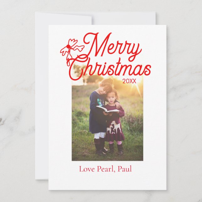 Convites Feliz Natal crianças arcos vermelhas foto elegante (Frente)