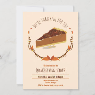 Convites Feliz Natal de Ação de Graças Pecan Pie Tan Bro