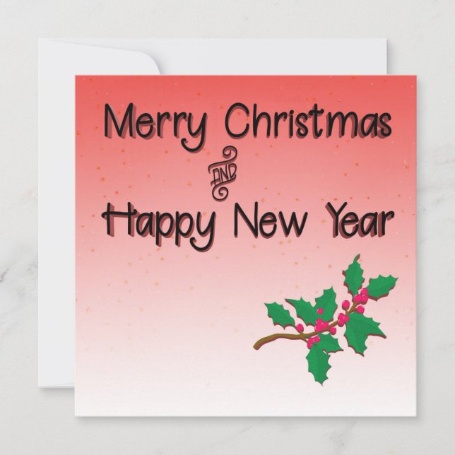 Convites Feliz Natal e Feliz ano novo Holly (Frente)