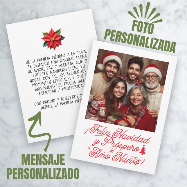 Convites Feliz Natal e Próspero Ano Novo com Foto (Feliz Navidad y Próspero Año Nuevo con Foto Invitation)