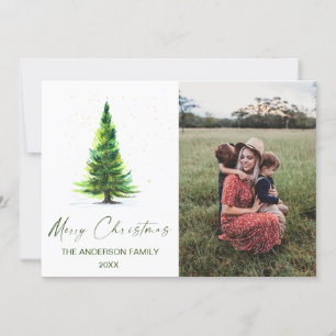 Convites Feliz Natal Elegante Aquarela Pine Foto