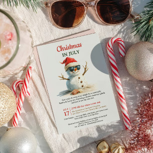 Convites Feliz Natal em julho Snowman Sunglass