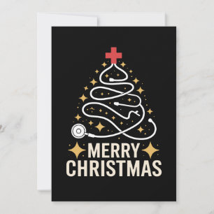 Convites Feliz Natal Estetoscópio Árvore Enfermeira Médico